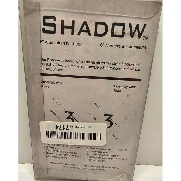 Shadow 6" Black Aluminium House Number Kit With Screws & Risers - Picture 4 of 5